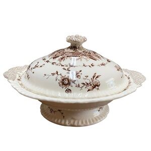 Antique Mason’s Ironstone Watteau England Transferware Covered Vegetable Dish